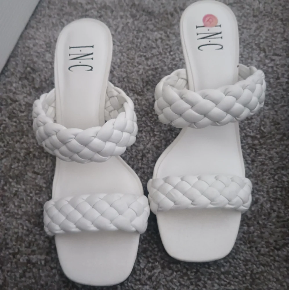 INC International Concepts White Braided Women's Sandals - Picture 1 of 4